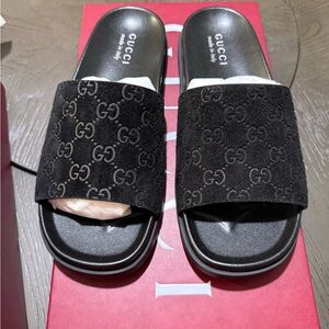 Gucci Black Logo Slides